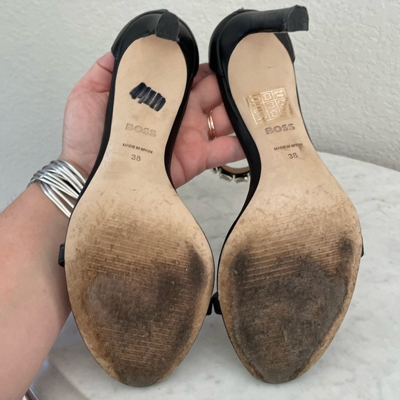 Boss Janet Rhinestone Ankle Strap Heels – Luxe Nappa Leather, Bridal Elegance - Picture 10 of 13